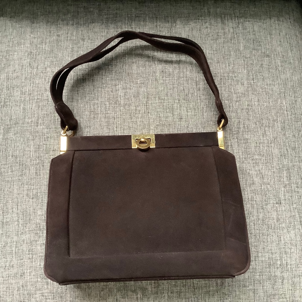 Original Duette By Maycraft of California Brown Suede Box Shape Handbag Purse